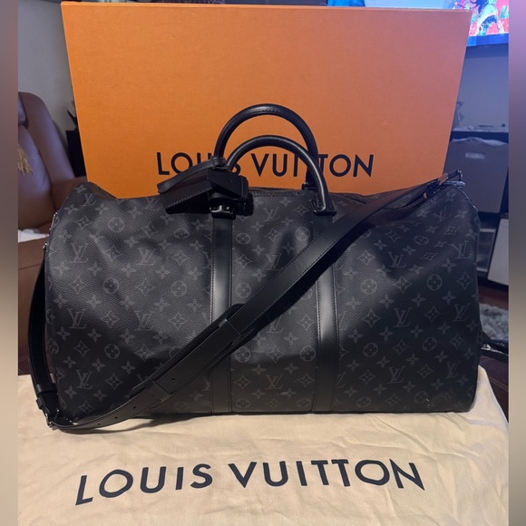 Louis Vuitton Keepall Bandouliere Duffel 55 Black Canvas - Picture 1 of 10